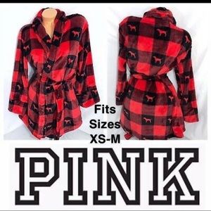 PINK Red and Black Buffalo bath robe